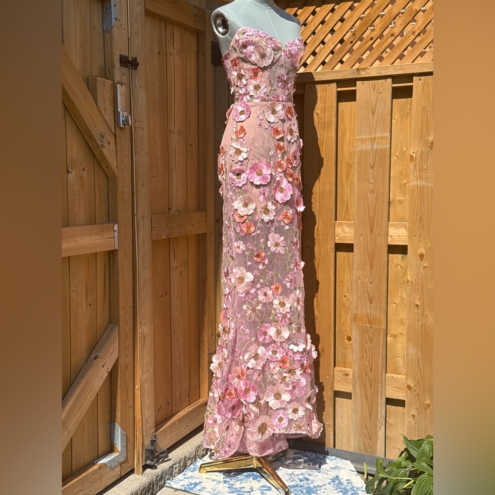 🆕 BRONX & BANCO 🧿 NWOT Jasmine Floral-Appliqued Gown, Pastel Pink Sz S US 4 - Picture 12 of 16